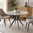Pemberly Row Round Stainless Steel & Glass Dining Table in Gray/Black