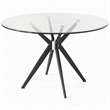 Pemberly Row Round Stainless Steel & Glass Dining Table in Gray/Black