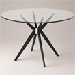 Pemberly Row Round Stainless Steel & Glass Dining Table in Gray/Black