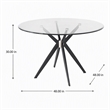 Pemberly Row Round Stainless Steel & Glass Dining Table in Gray/Black