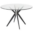 Pemberly Row Round Stainless Steel & Glass Dining Table in Gray/Black