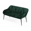 Pemberly Row Modern Metal & Fabric Bench in Dark Green for Stylish Dining