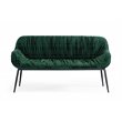 Pemberly Row Modern Metal & Fabric Bench in Dark Green for Stylish Dining