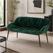 Pemberly Row Modern Metal & Fabric Bench in Dark Green for Stylish Dining
