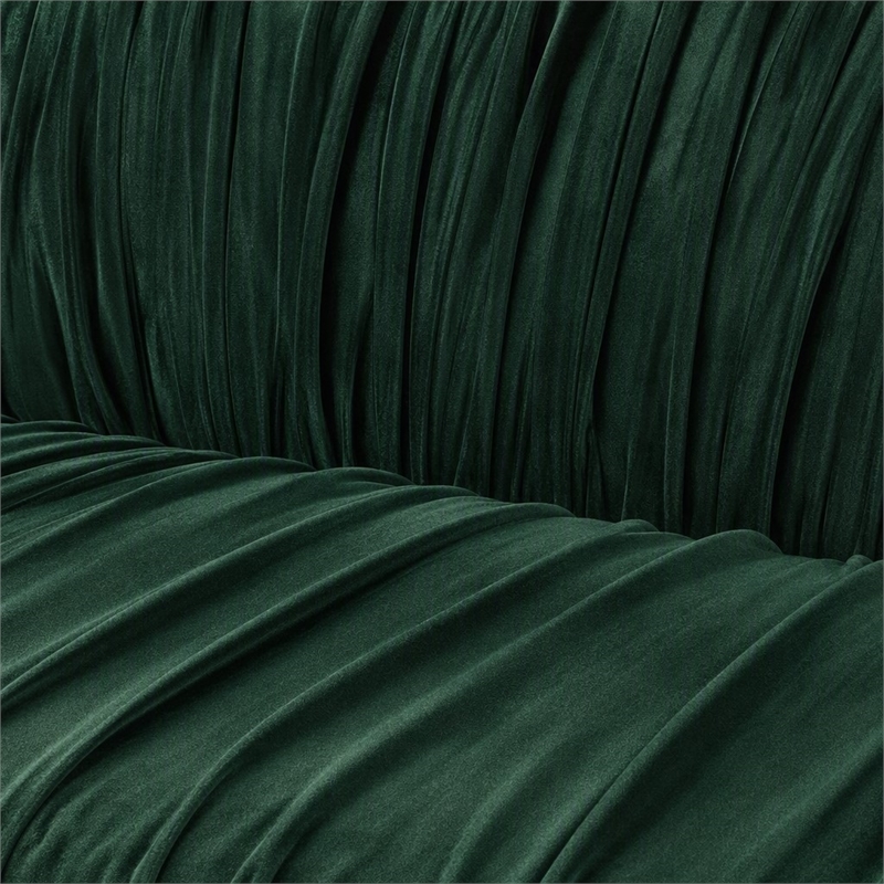 Pemberly Row Modern Metal & Fabric Bench in Dark Green for Stylish Dining