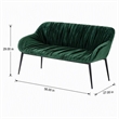 Pemberly Row Modern Metal & Fabric Bench in Dark Green for Stylish Dining