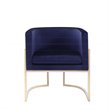 Pemberly Row Velvet Accent Chair in Navy with Gold Stainless Steel Frame