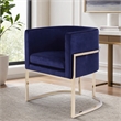 Pemberly Row Velvet Accent Chair in Navy with Gold Stainless Steel Frame