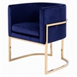 Pemberly Row Velvet Accent Chair in Navy with Gold Stainless Steel Frame