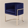 Pemberly Row Velvet Accent Chair in Navy with Gold Stainless Steel Frame