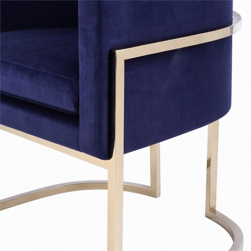 Pemberly Row Velvet Accent Chair in Navy with Gold Stainless Steel Frame