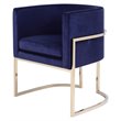 Pemberly Row Velvet Accent Chair in Navy with Gold Stainless Steel Frame