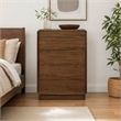 Pemberly Row 5-Drawer Bedroom Chest in Veneer and Rubberwood with Walnut Finish