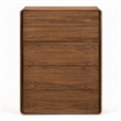 Pemberly Row 5-Drawer Bedroom Chest in Veneer and Rubberwood with Walnut Finish