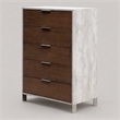 Pemberly Row Veneer Wood and Stainless Steel Chest with Faux Concrete in Gray