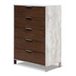 Pemberly Row Veneer Wood and Stainless Steel Chest with Faux Concrete in Gray