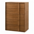 Pemberly Row Modern Walnut Veneer 5-Drawer Bedroom Chest with Integrated Pulls