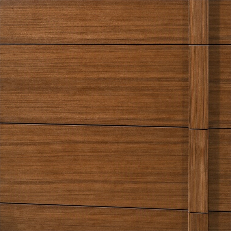 Pemberly Row Modern Walnut Veneer 5-Drawer Bedroom Chest with Integrated Pulls
