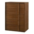 Pemberly Row Modern Walnut Veneer 5-Drawer Bedroom Chest with Integrated Pulls