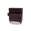 Pemberly Row Acacia Veneer Bedroom Chest in Dark Brown with 4 Drawers