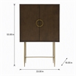 Pemberly Row Acacia Veneer 2-Door Bedroom Chest in Dark Brown and Antique Brass