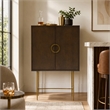 Pemberly Row Acacia Veneer 2-Door Bedroom Chest in Dark Brown and Antique Brass