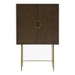 Pemberly Row Acacia Veneer 2-Door Bedroom Chest in Dark Brown and Antique Brass