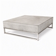 Pemberly Row Square Concrete Coffee Table with Stainless Steel Base in Gray