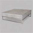 Pemberly Row Square Concrete Coffee Table with Stainless Steel Base in Gray