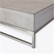 Pemberly Row Square Concrete Coffee Table with Stainless Steel Base in Gray