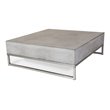 Pemberly Row Square Concrete Coffee Table with Stainless Steel Base in Gray