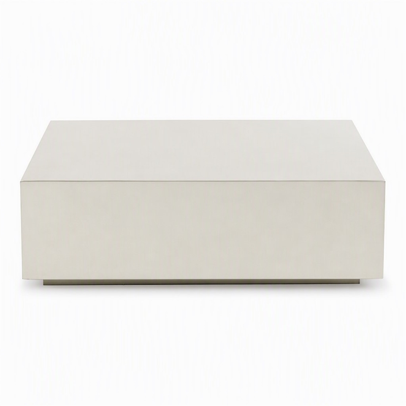 Pemberly Row Brushed Square Modern Stainless Steel Coffee Table in Silver
