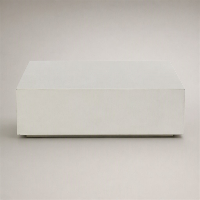 Pemberly Row Brushed Square Modern Stainless Steel Coffee Table in Silver