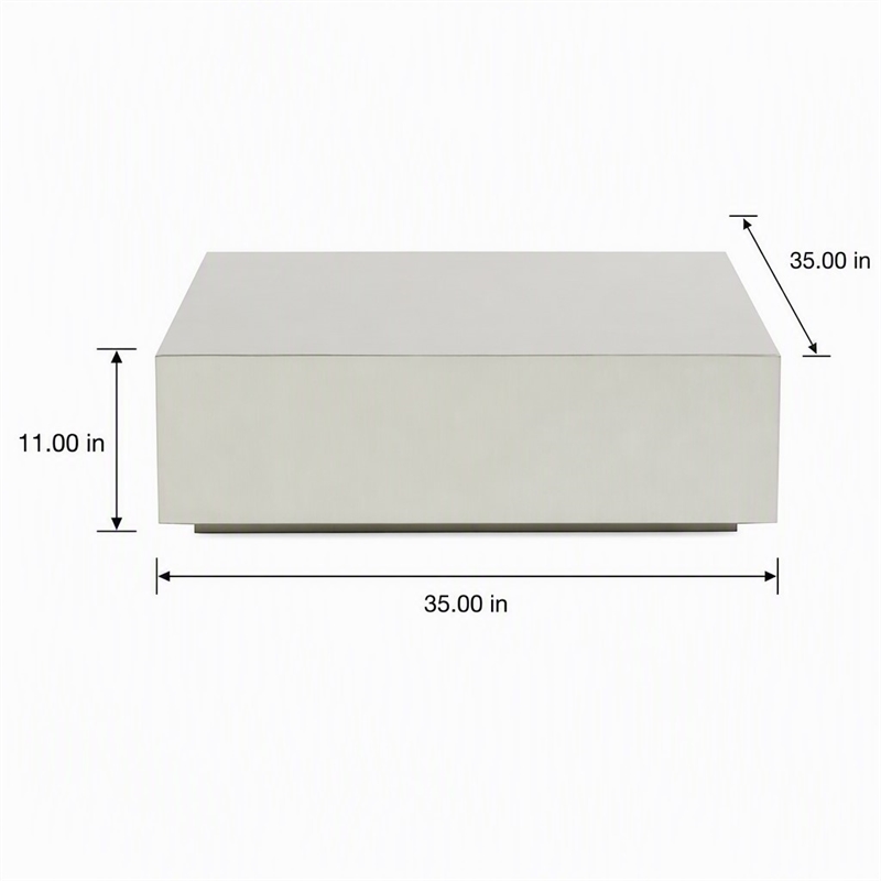 Pemberly Row Brushed Square Modern Stainless Steel Coffee Table in Silver