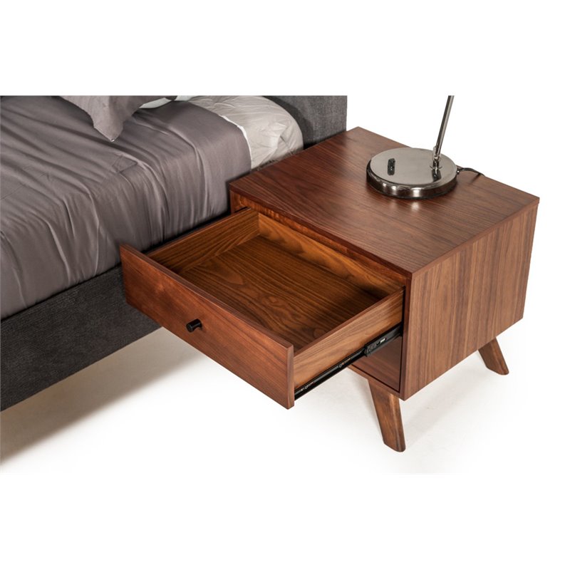Pemberly Row Mid-Century Nightstand with 2 Drawers in Walnut Finish