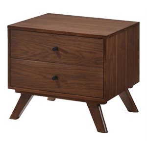 Pemberly Row Mid-Century Nightstand with 2 Drawers in Walnut Finish