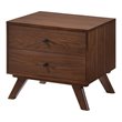 Pemberly Row Mid-Century Nightstand with 2 Drawers in Walnut Finish