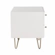 Pemberly Row Bryan Modern MDF Wood Nightstand in White with Gold Accents