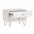 Pemberly Row Bryan Modern MDF Wood Nightstand in White with Gold Accents