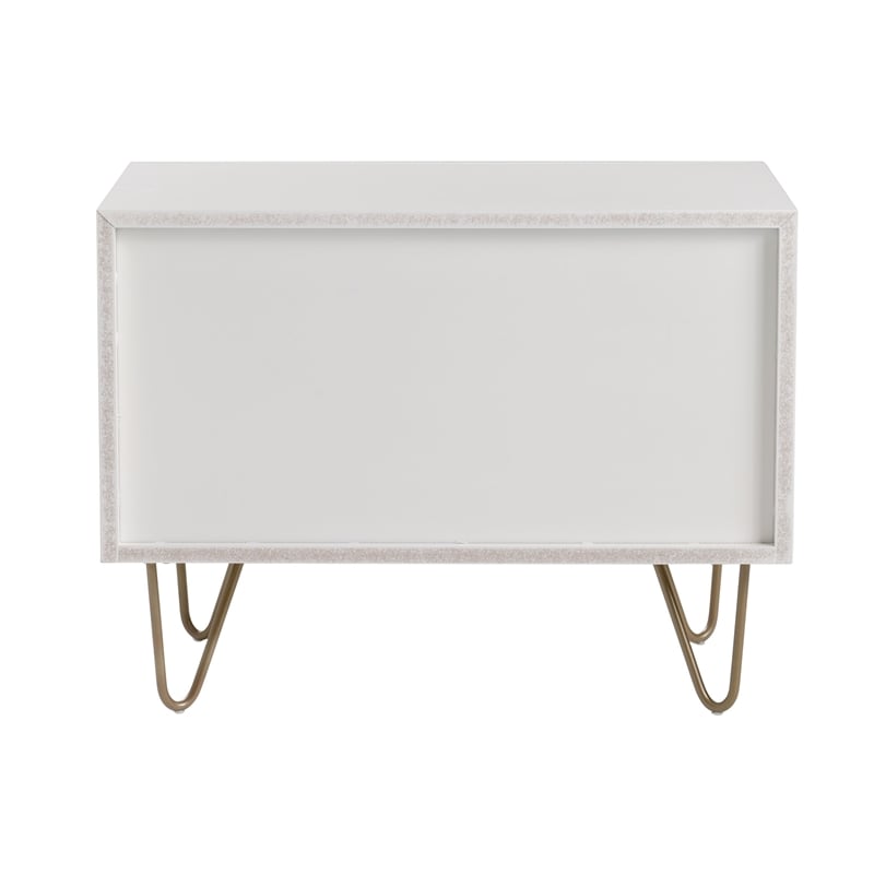 Pemberly Row Bryan Modern MDF Wood Nightstand in White with Gold Accents