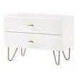 Pemberly Row Bryan Modern MDF Wood Nightstand in White with Gold Accents