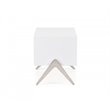 Pemberly Row Candid Modern White MDF Wood Nightstand with Stainless Steel Base