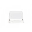 Pemberly Row Candid Modern White MDF Wood Nightstand with Stainless Steel Base