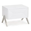 Pemberly Row Candid Modern White MDF Wood Nightstand with Stainless Steel Base