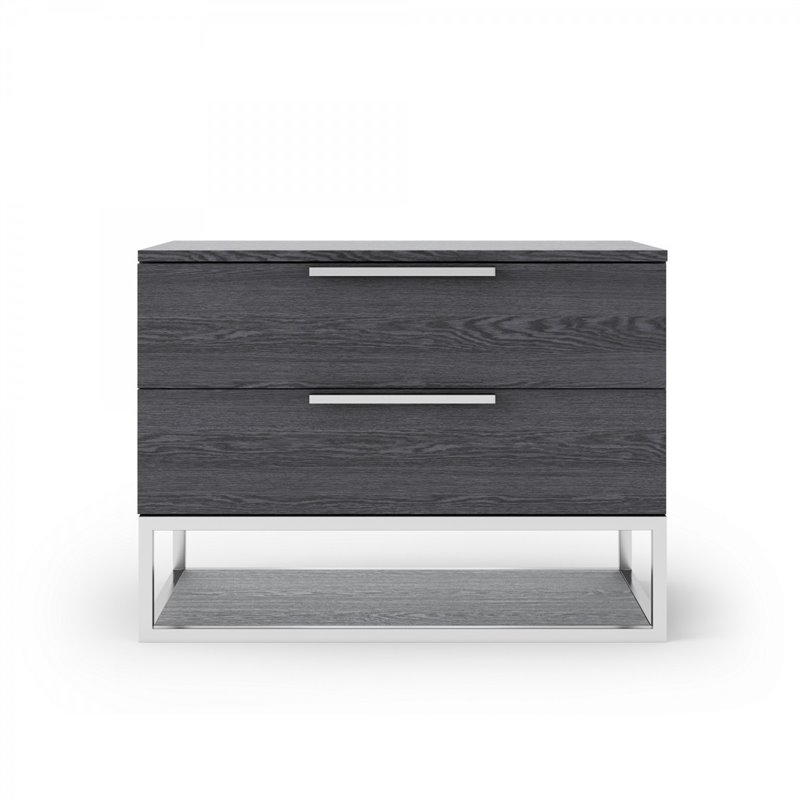 Pemberly Row Heloise Contemporary Veneer Wood Nightstand in Grey Elm