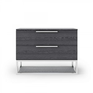 Pemberly Row Heloise Contemporary Veneer Wood Nightstand in Grey Elm