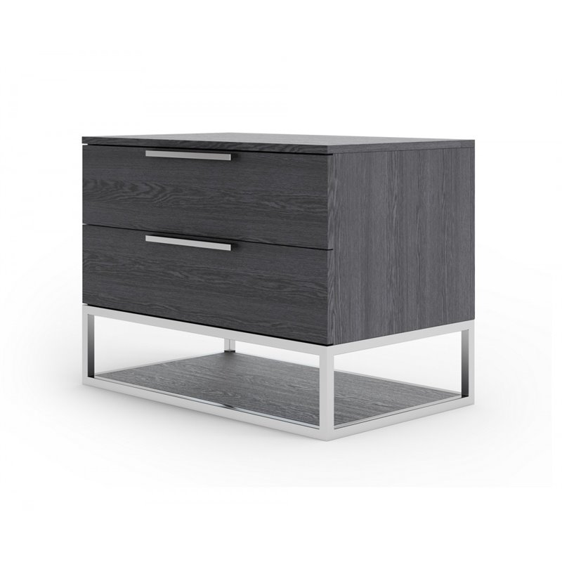Pemberly Row Heloise Contemporary Veneer Wood Nightstand in Grey Elm