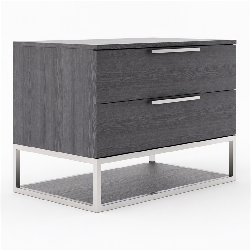 Pemberly Row Heloise Contemporary Veneer Wood Nightstand in Grey Elm