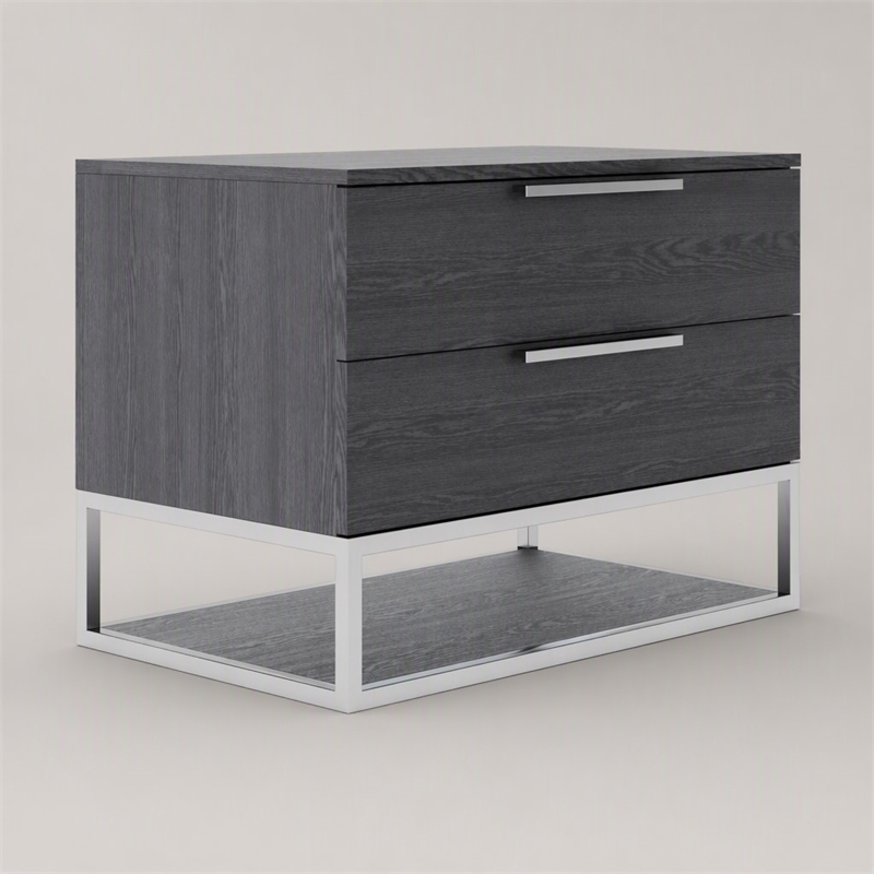 Pemberly Row Heloise Contemporary Veneer Wood Nightstand in Grey Elm