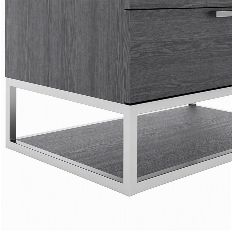 Pemberly Row Heloise Contemporary Veneer Wood Nightstand in Grey Elm